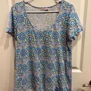 Fresh Produce Blue and Green Short Sleeve Top